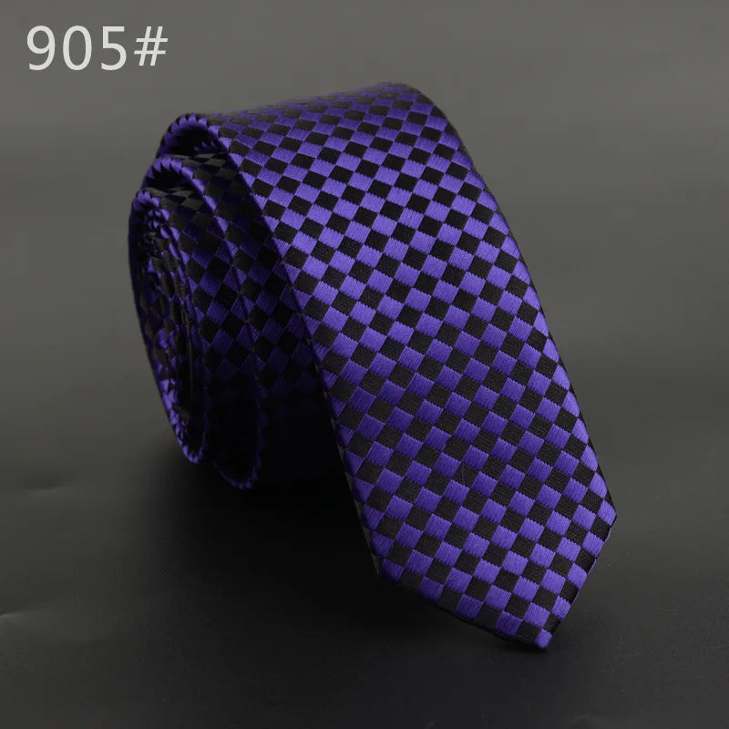 5cm Width Mens Ties New Fashion Plaid Neckties Corbatas Gravata Jacquard Woven Slim Tie Business Wedding Stripe Neck Tie For Men