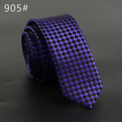 5cm Width Mens Ties New Fashion Plaid Neckties Corbatas Gravata Jacquard Woven Slim Tie Business Wedding Stripe Neck Tie For Men