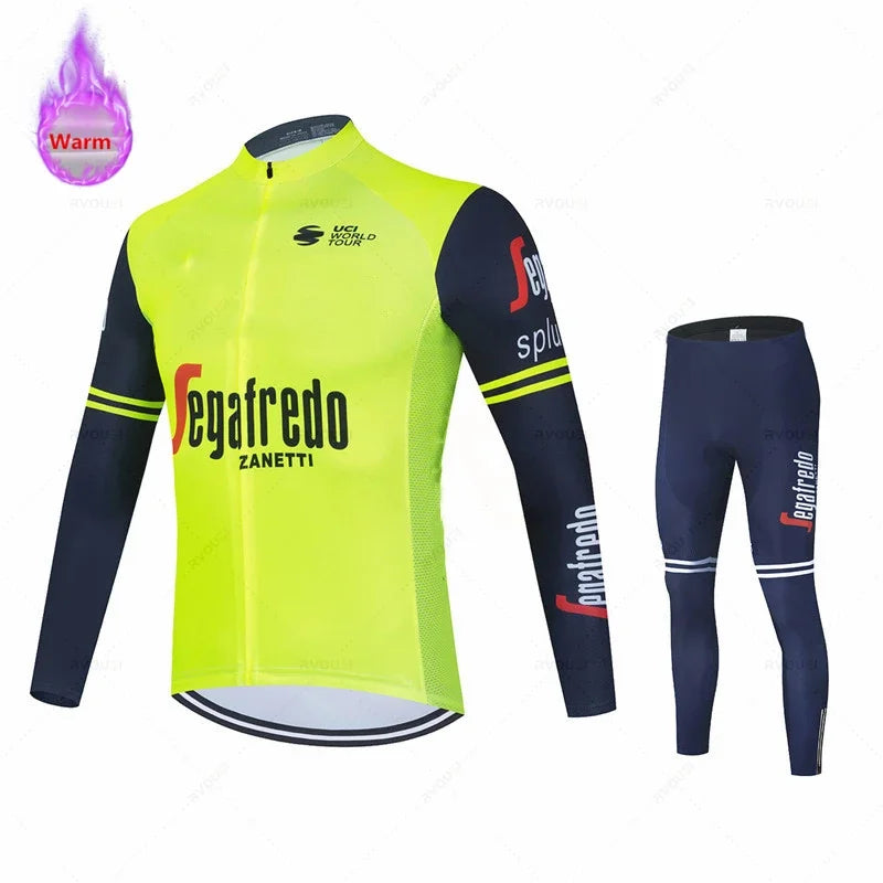 2026 Lidl Team Winter Thermal Fleece Cycling Jersey Set Sports Bike Suit Mountian Bicycle Clothing Ropa Ciclismo Invierno Hombre