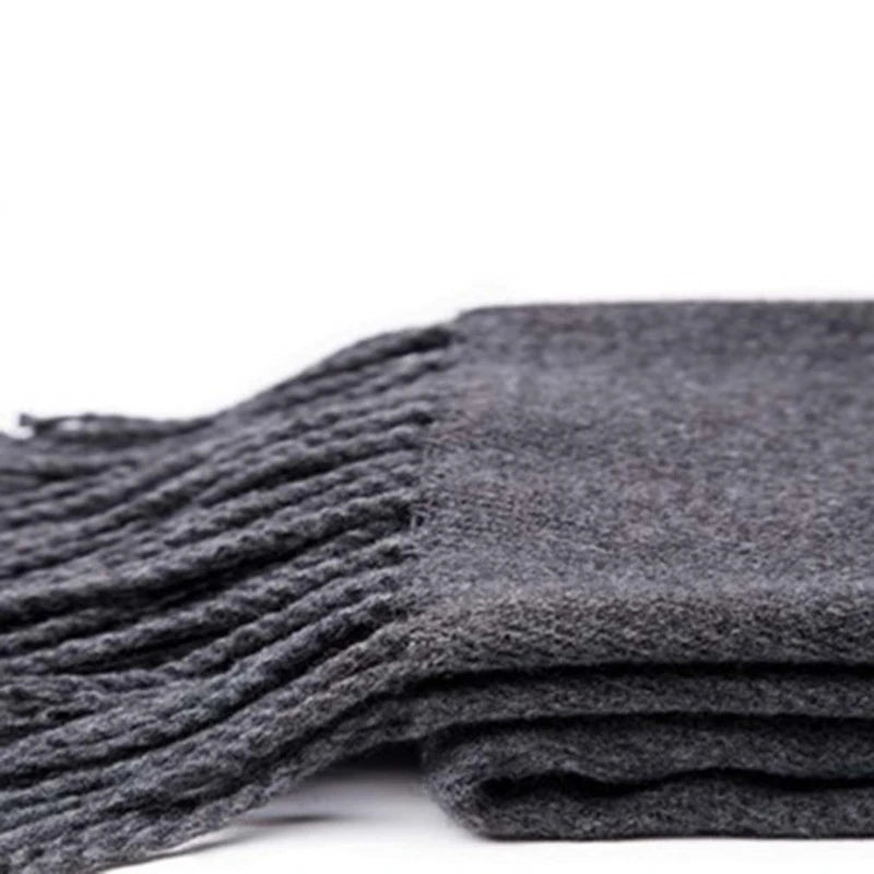 Tassel Scarfs Imitation Cashmere Men Solid Color Fashions Winter Warmth Windproof Thickened Elongated Scarf Women&