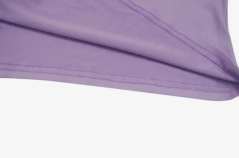 New Dresses 2025 Woman Fashion Summer High-neck Purple Long-sleeved Pleated Tie-up Dress Skirt Women&