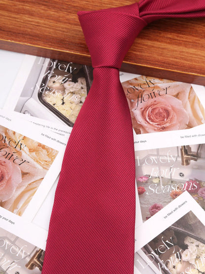 Brand Classic Black Red Solid Stripes 8 cm Polyester Tie For Men Suit Accessories Wedding Gravatas Fit Workplace Birthday Gift