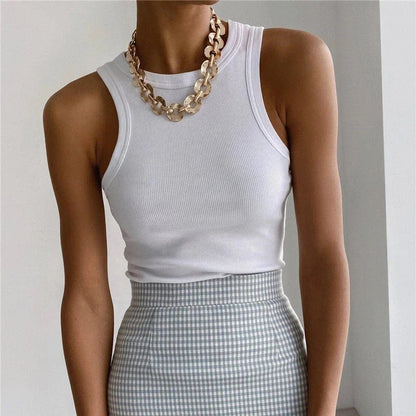 Tank Tops Women Yellow Casual Vest Sleeveless Camis Shoulder Women&
