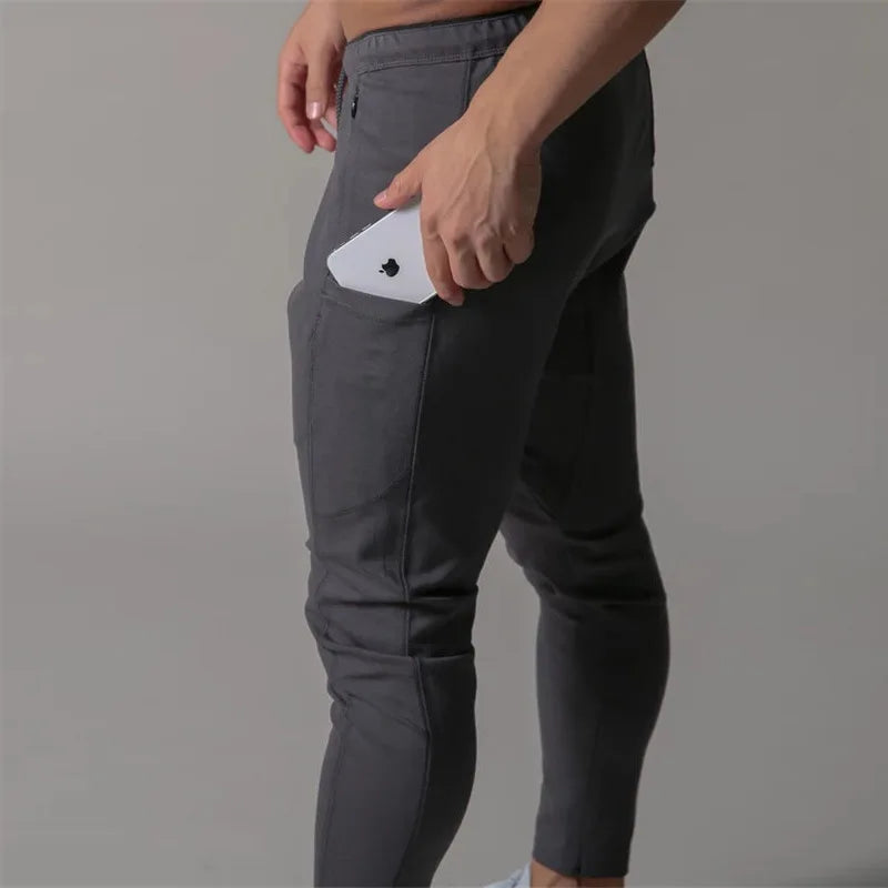 Spring and autumn sports trousers for men, running cotton slim-fitting trousers with ankle zippers, casual sweatpants
