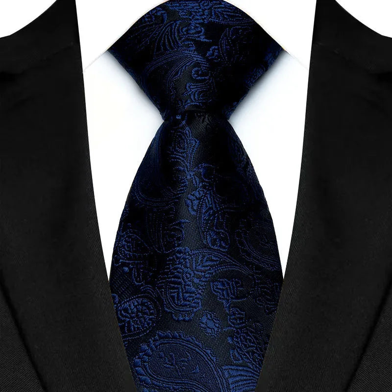 Luxury 8CM Mens Ties Solid Paisley Classic Business Necktie Jacquard Woven Neck ties For Men Groom Wedding Business Party