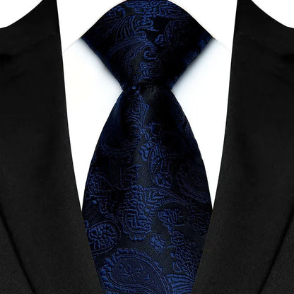 Luxury 8CM Mens Ties Solid Paisley Classic Business Necktie Jacquard Woven Neck ties For Men Groom Wedding Business Party
