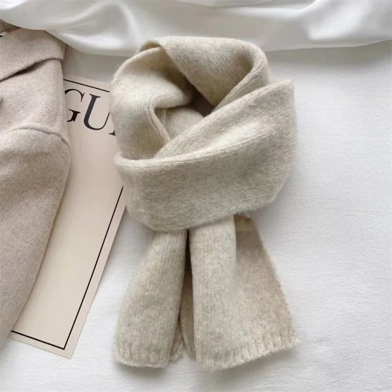 Sheep Wool Scarf for Men and Women, Couple Winter Thick Long Keep Warm Scarves, Solid Color Knitted Scarfs, Versatile and Warm