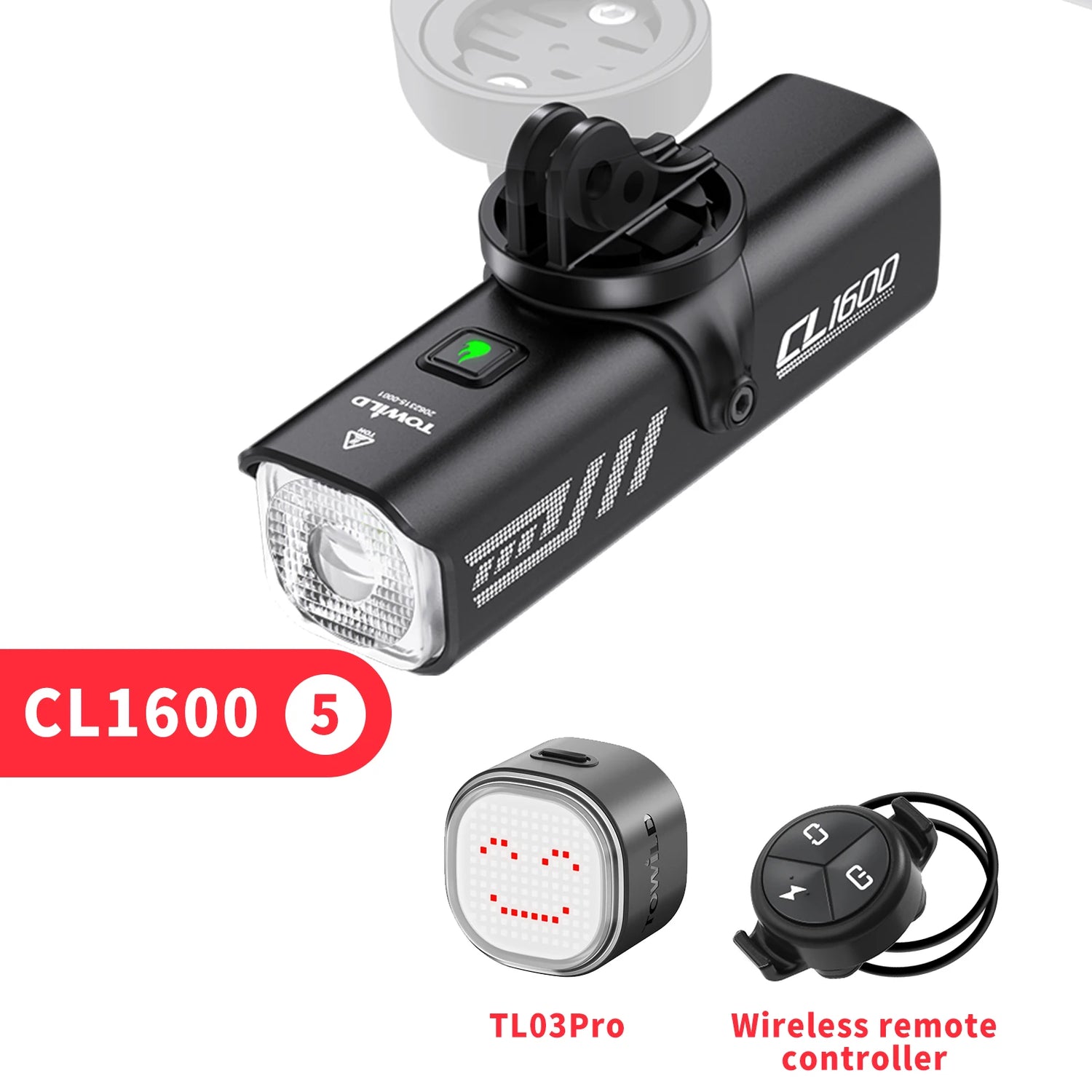 TOWILD CL1600LM Bicycle Light 5000mAh Bike Light IPX6 Flashlight Aluminum Front Lamp Type-C Charging MTB Road Cycling Headlights