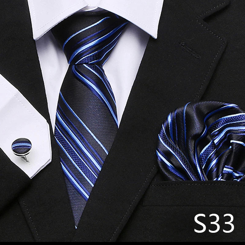 Men`s Tie Red Plaid print Jacquard Woven Tie Hanky Cufflinks Sets For Formal Wedding Business Party Free Postage