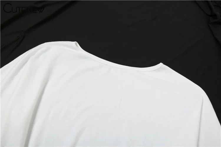 Cutenew Classic Basic Women Tees Autumn Solid Concise Full Sleeve Incline Shoulder Tops Female Casual All-matched Streetwear