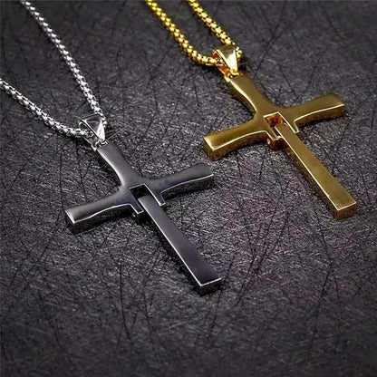 7.8*4.5cm Big Size Alloy Solid Cross Pendant Necklace 60cm Length Stainless Steel Chain Men Women Neck Jewelry Drop Shipping