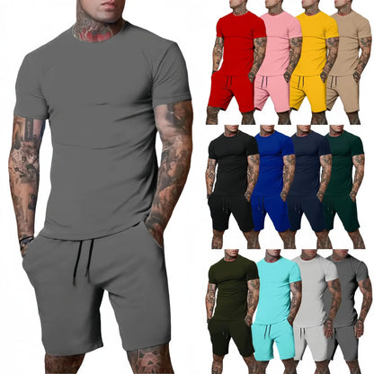 Casual summer outdoor sportswear set for men breathable T-shirt and shorts casual and fashionable two-piece sportswear