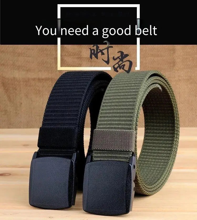 Tactical Belt for Man Golf Outdoor Casual Canvas Belt Black Training Trouser Belt Wide Automatic Buckle Nylon Belt Hunting Sport