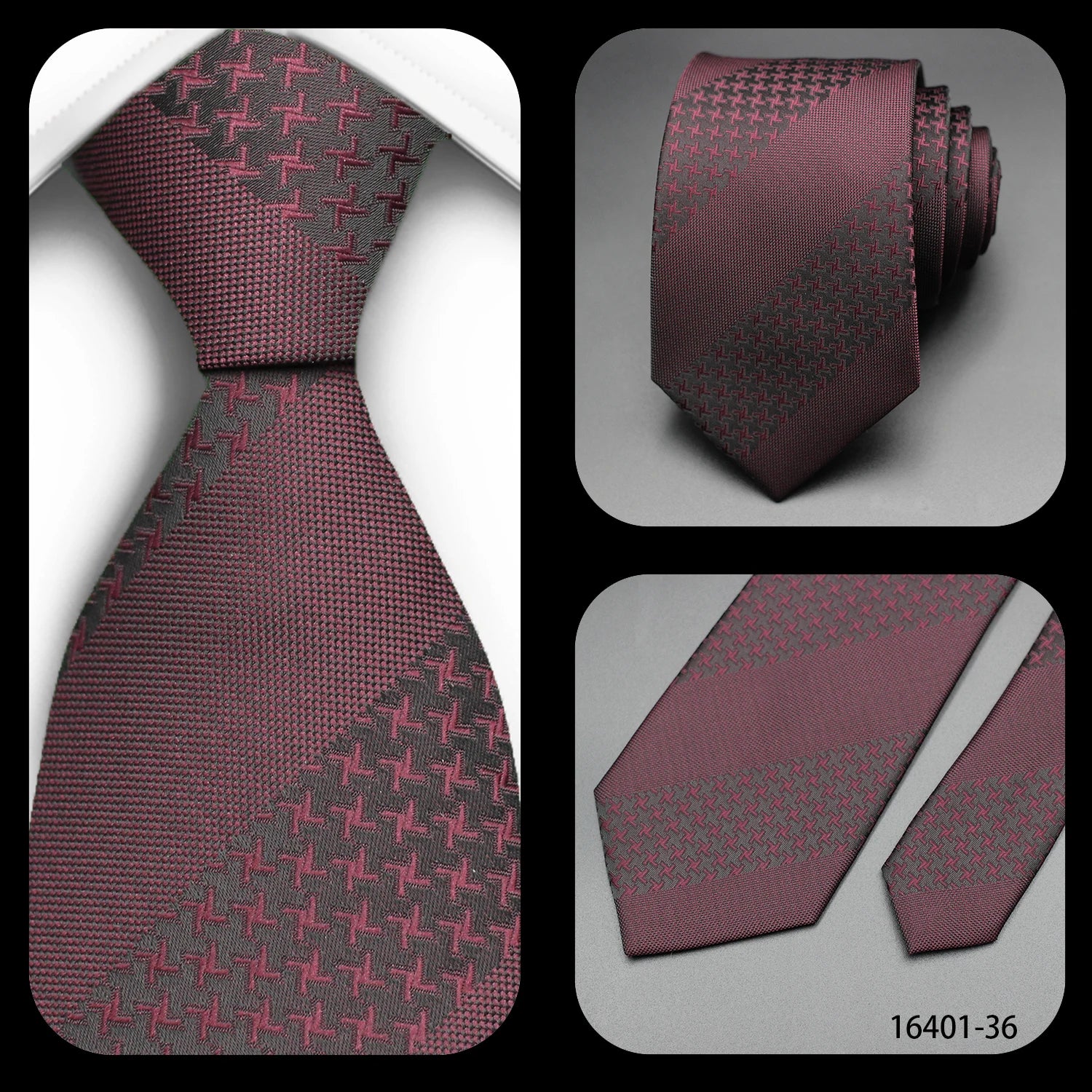 Luxury 7CM Mens Tie Necktie Red Green Stripes Solid Tie For Man Groom Jacquard Woven Neck Tie For Business Wedding Party