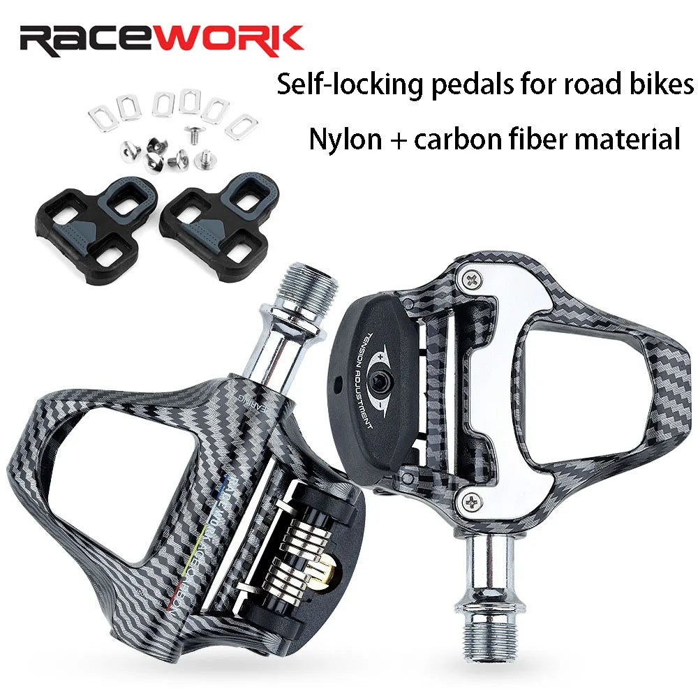 RACEWORK R358 Self-locking Pedals For Road Bikes For LOOK SPD Nylon Made Of Carbon Fiber