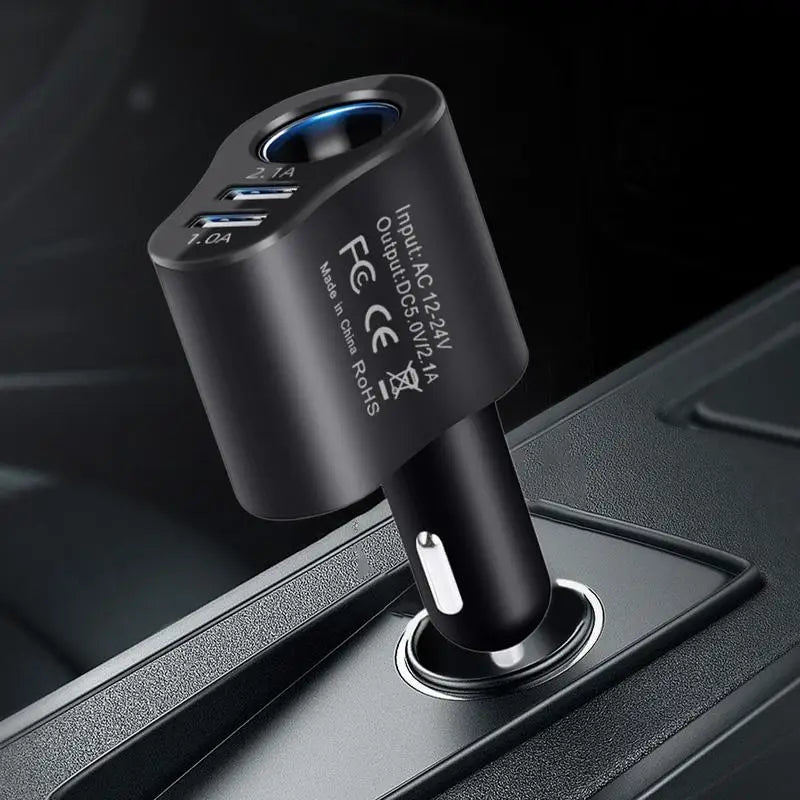 3 In1 USB Car Charger 12v/24v Car Splitter Adapter Fast double Charging Outlet Smart 80w Multifunctional Car Phone Charger