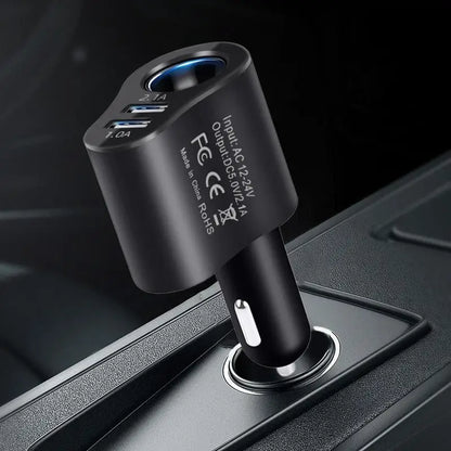 3 In1 USB Car Charger 12v/24v Car Splitter Adapter Fast double Charging Outlet Smart 80w Multifunctional Car Phone Charger