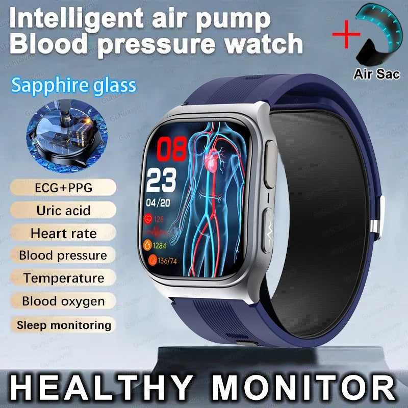 GUHUAVMI New Smart Watch Airbag air pump measurement Blood pressure Health Sport 2.06 inch AMOLED retina touch screen Smartwatch