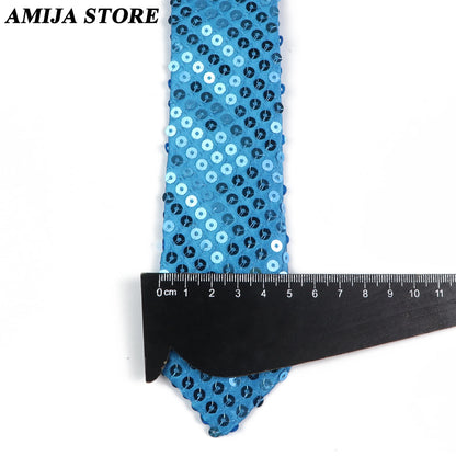 Shiny Sequins Neck Ties Men Women Stage Black Pink Blue Glitter Performance Prom Paillette Accessories Fashion Party 5cm Necktie
