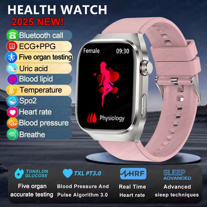 2025 New Smart Watch 2.04-inch AMOLED Screen Bluetooth Call IP68 Waterproof 650mA Sports Smartwatches Men Android Military-Grade
