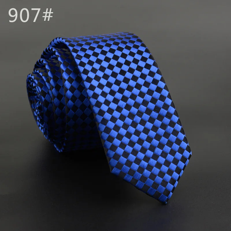 5cm Width Mens Ties New Fashion Plaid Neckties Corbatas Gravata Jacquard Woven Slim Tie Business Wedding Stripe Neck Tie For Men