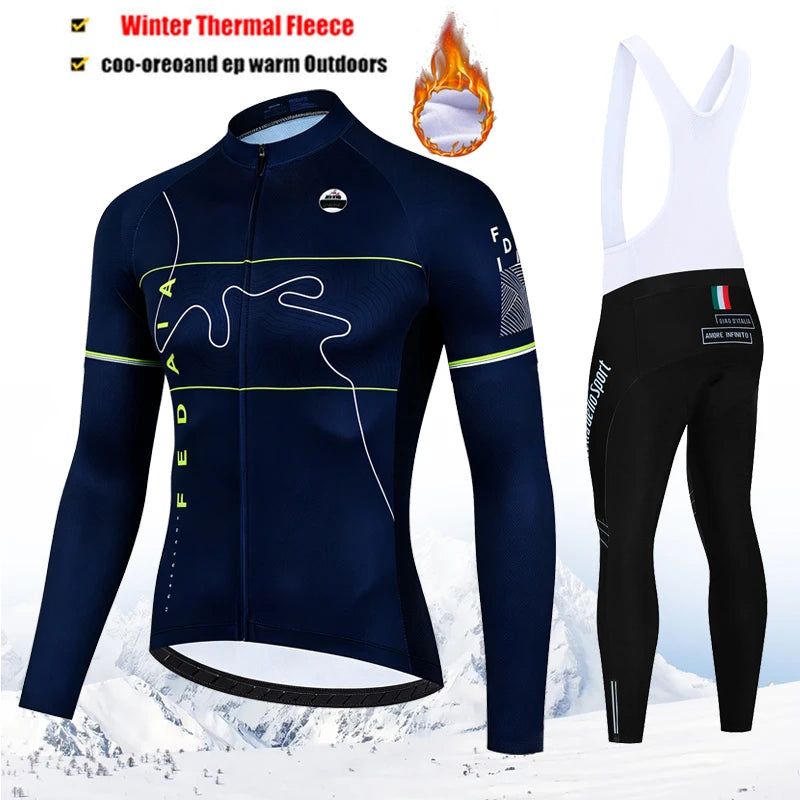 Winter Thermal Fleece Cycling Jersey Set Tour De Italy D&