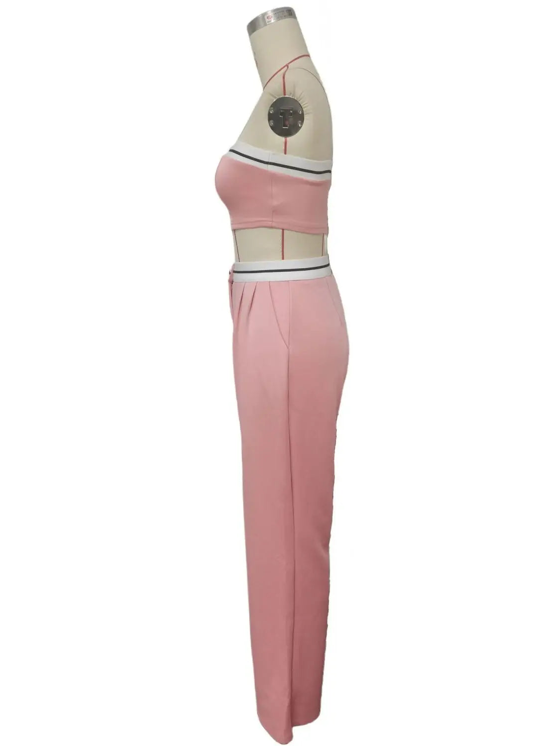 Hot Girls Wear Sports Vests Tube Tops Contrasting Colors High-waisted Wide-leg Trousers and Casual Two-piece Suits