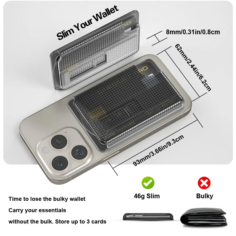 Grippopso Universal Magnetic Wallet Case Men Women Phone Card Holder Wallet With Finger Ring Holder Anti-scratch Card Case