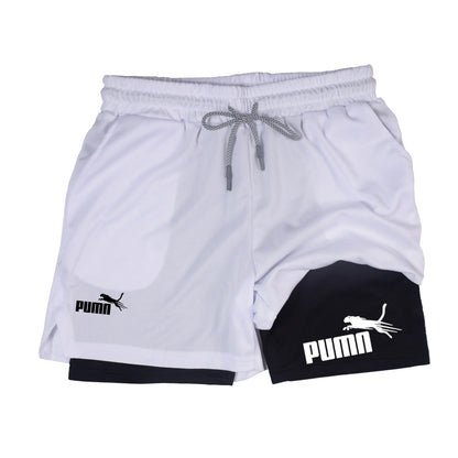 Summer breathable 2-in-1 double-layer shorts men&