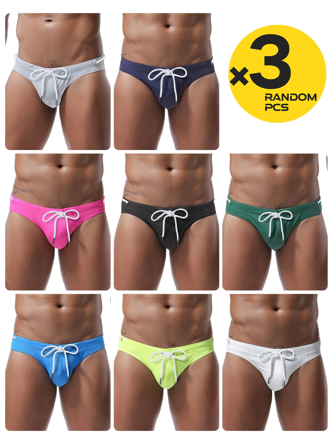 Sexy Bikini Swimwear for Men - 3PC Swim Briefs Man Swimsuit Surfing Beachwear Bathing Shorts - Water Sport Wear