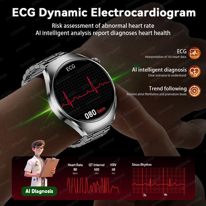 2026 New Accurate Body Health analysis Smart Watch Men ECG Blood lipids Uric acid Blood Pressure Body Fat Voice Call Smartwatch