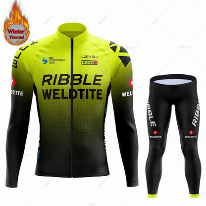 Team 2024 Winter Hot Wool Cycling Jersey Set Men Bicycle Suit Outdoor Sportswear MTB Bike Uniform Maillot Ciclisno Kit Triathlon