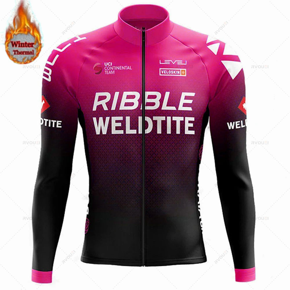 Team 2024 Winter Hot Wool Cycling Jersey Set Men Bicycle Suit Outdoor Sportswear MTB Bike Uniform Maillot Ciclisno Kit Triathlon