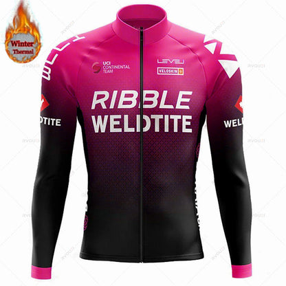 Team 2024 Winter Hot Wool Cycling Jersey Set Men Bicycle Suit Outdoor Sportswear MTB Bike Uniform Maillot Ciclisno Kit Triathlon
