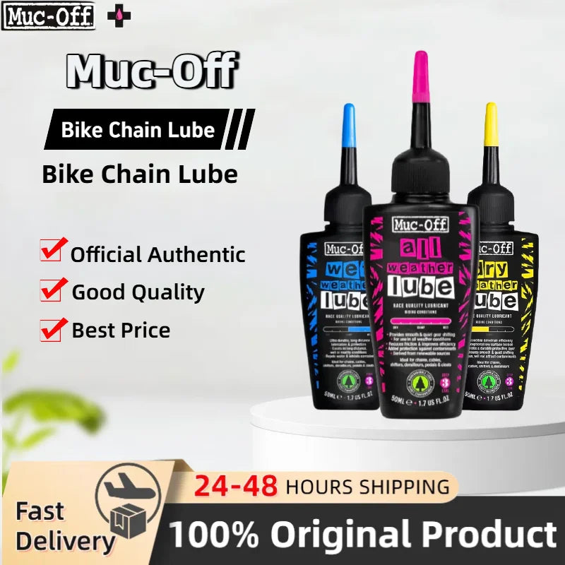 Muc-Off Bicycle Chain Lube 50ML Wet Dry All Weather Wax Formula Smooth Shifting Reduces Friction Road Bike Lubricant