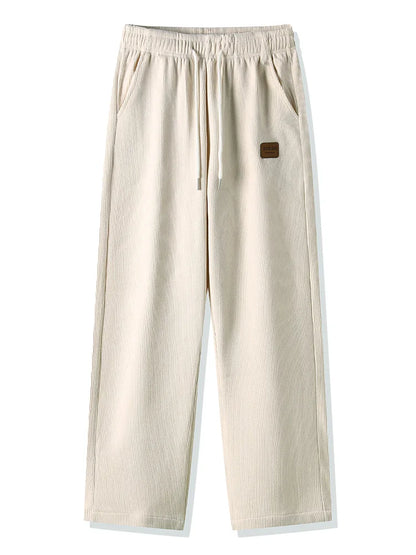 Winter Thick Warm Corduroy Sweatpants Men Fleece Liner Drawstring Straight Loose Track Pants Male Casual Fleece Thermal Trousers