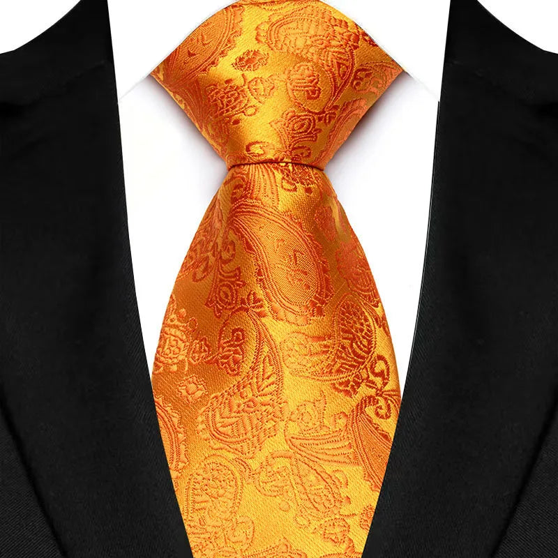 Luxury 8CM Mens Ties Solid Paisley Classic Business Necktie Jacquard Woven Neck ties For Men Groom Wedding Business Party