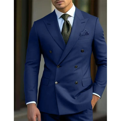 man 2 piece outfit set Pointed collar high-quality slim jackets men&