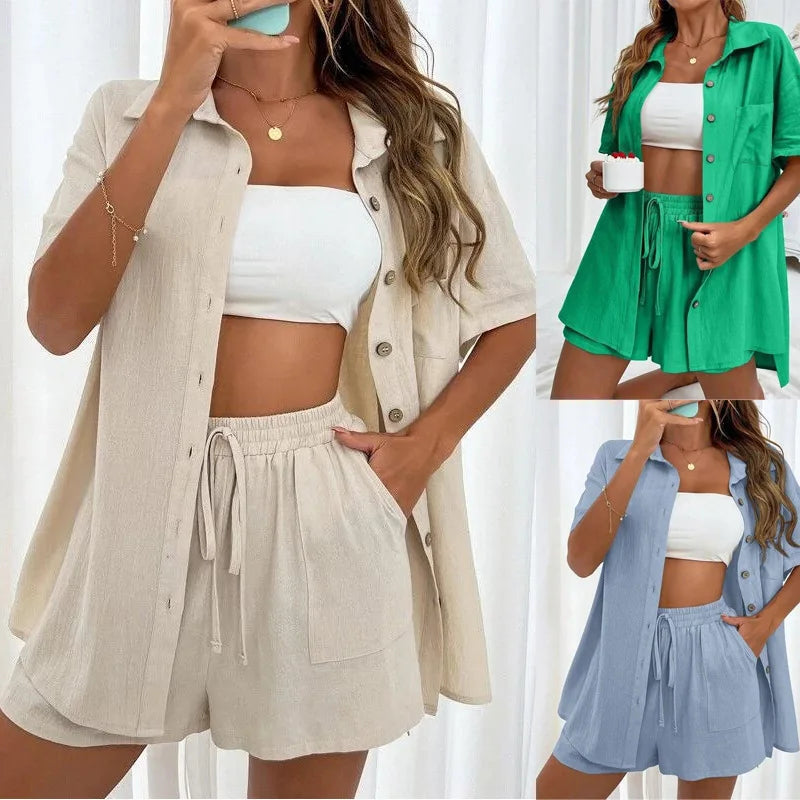 Faionable Casual ort Sve irt And orts Set Women&