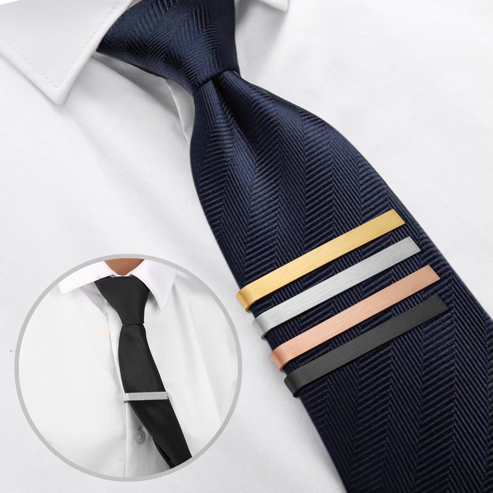 HAWSON Goldren Tie Clip For Men 2/2.2/2.5 inch Classic Copper Tie Bar Business Collar Pin Skiny Necktie Tie Pin Clip for Working