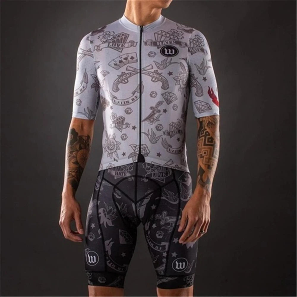 Wattie Ink Cycling Suit Men Bike Jersey Set Classic Road Bicycle Uniform Ciclismo Short Sleeve Mtb Team Racing Bike Clothes Set
