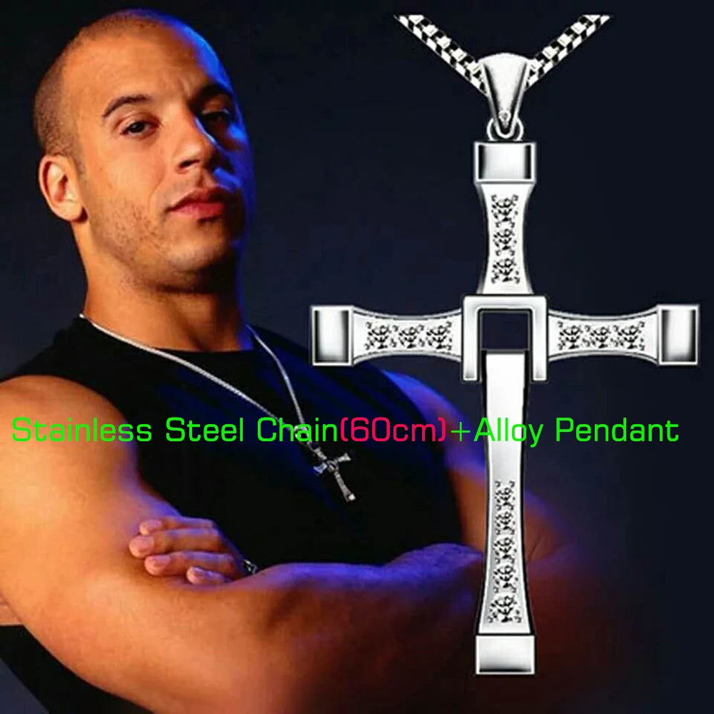 7.8*4.5cm Big Size Alloy Solid Cross Pendant Necklace 60cm Length Stainless Steel Chain Men Women Neck Jewelry Drop Shipping