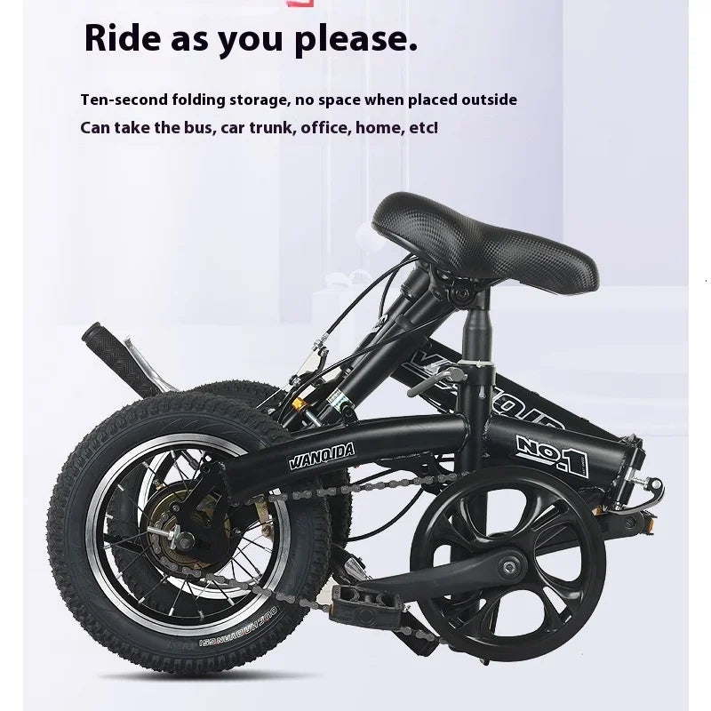 Cycling City Mini Folding Bicycle 14 Small Bike For Male And Female Students Portable Ultra Light Transmission Disc Brakes