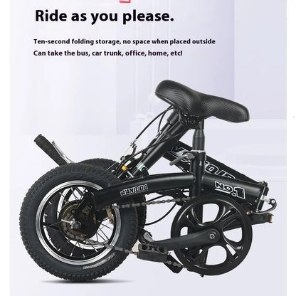 Cycling City Mini Folding Bicycle 14 Small Bike For Male And Female Students Portable Ultra Light Transmission Disc Brakes