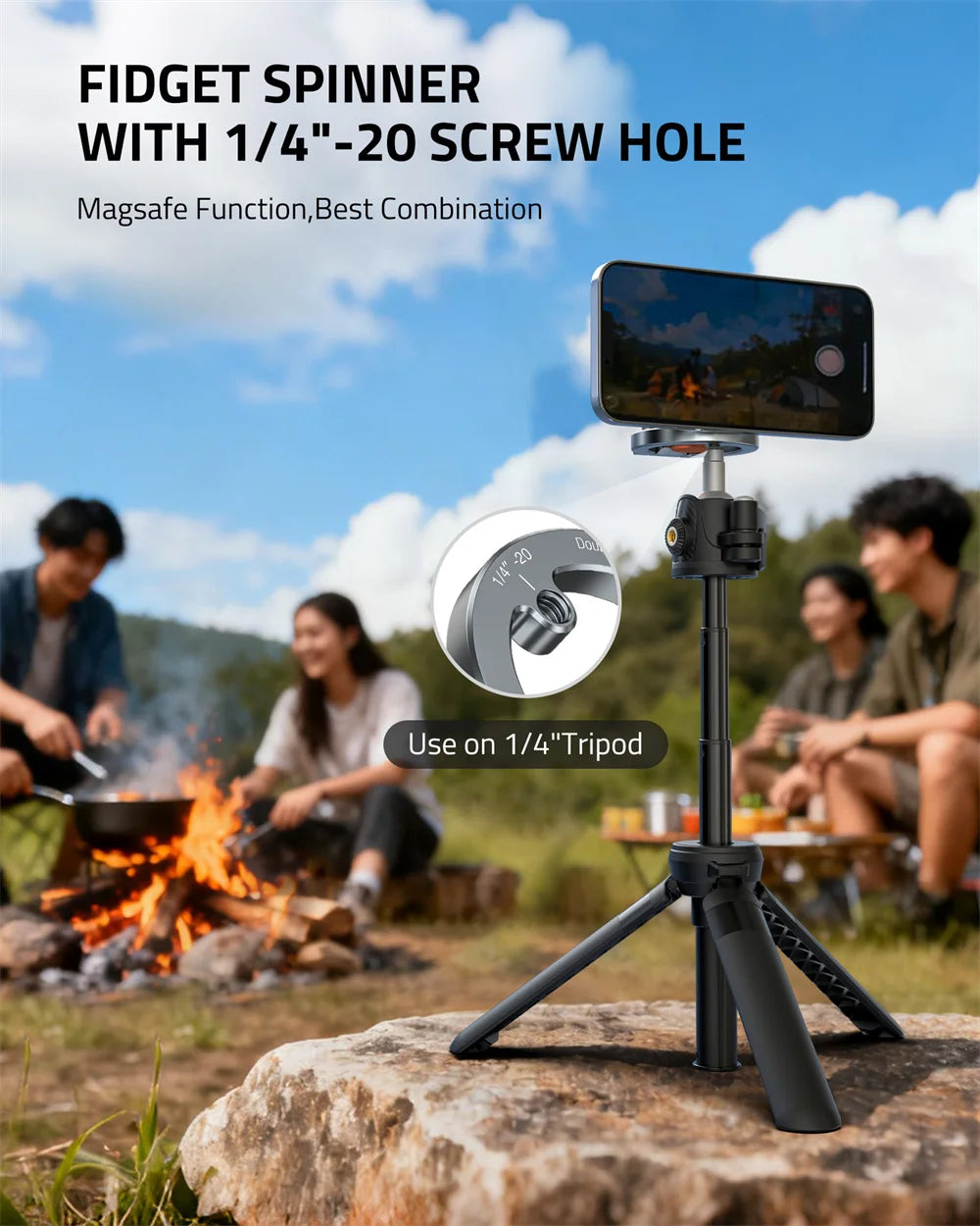 NEW Dual Magnetic Phone Holder with Flexible Spinner Desk &amp; Gym Mount for iPhone 17 16 15 14 Android Magsafe Stress Relief Toy