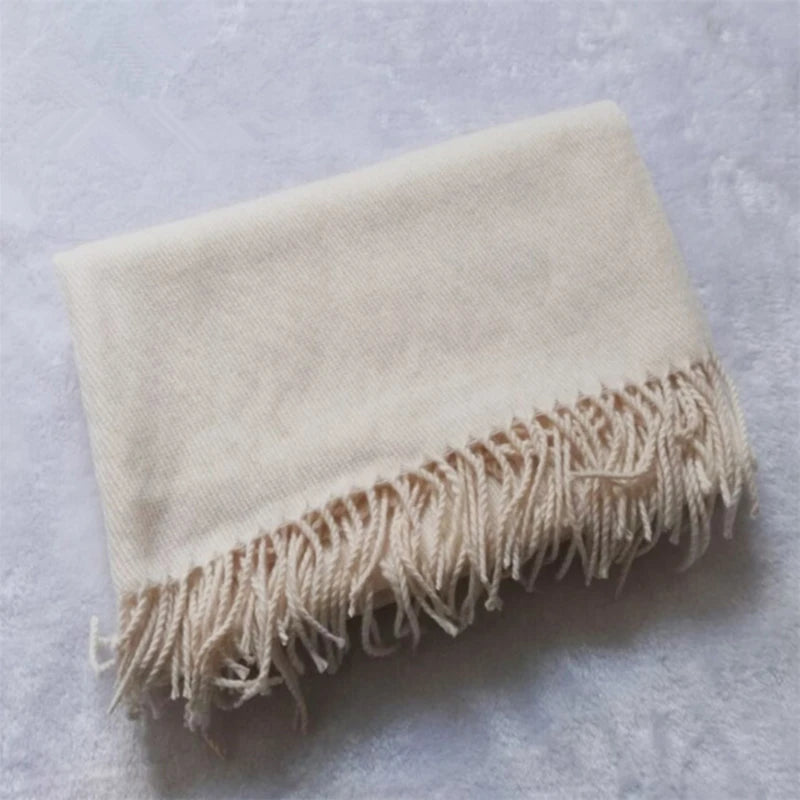Tassel Scarfs Imitation Cashmere Men Solid Color Fashions Winter Warmth Windproof Thickened Elongated Scarf Women&