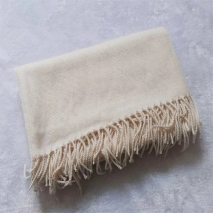 Tassel Scarfs Imitation Cashmere Men Solid Color Fashions Winter Warmth Windproof Thickened Elongated Scarf Women&