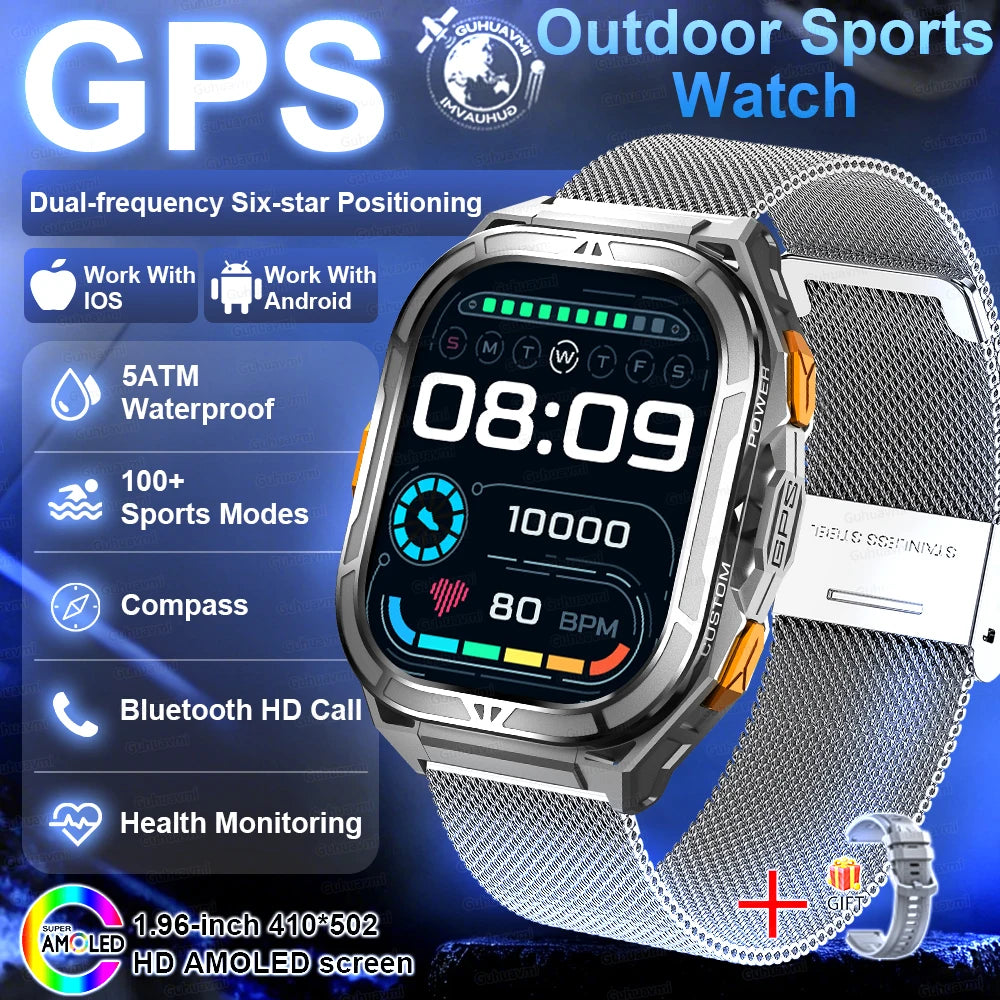 Outdoor TREX3 Smartwatch GPS 10ATM Waterproof Compass Altimeter 530mAh Battery Bluetooth Call Men Sports Smart Watch GUHUAVMI