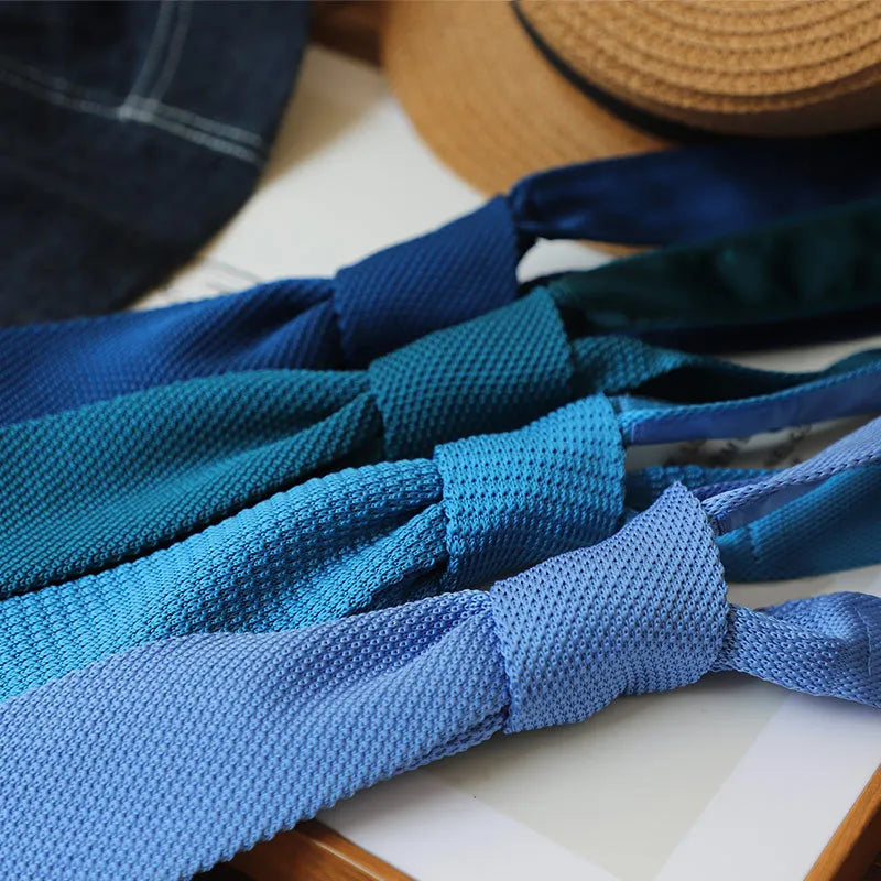 6CM Knit Tie Slim Fashion Knitted Ties For Men Solid Black White Blue Burgundy Knitted Skinny Men Necktie