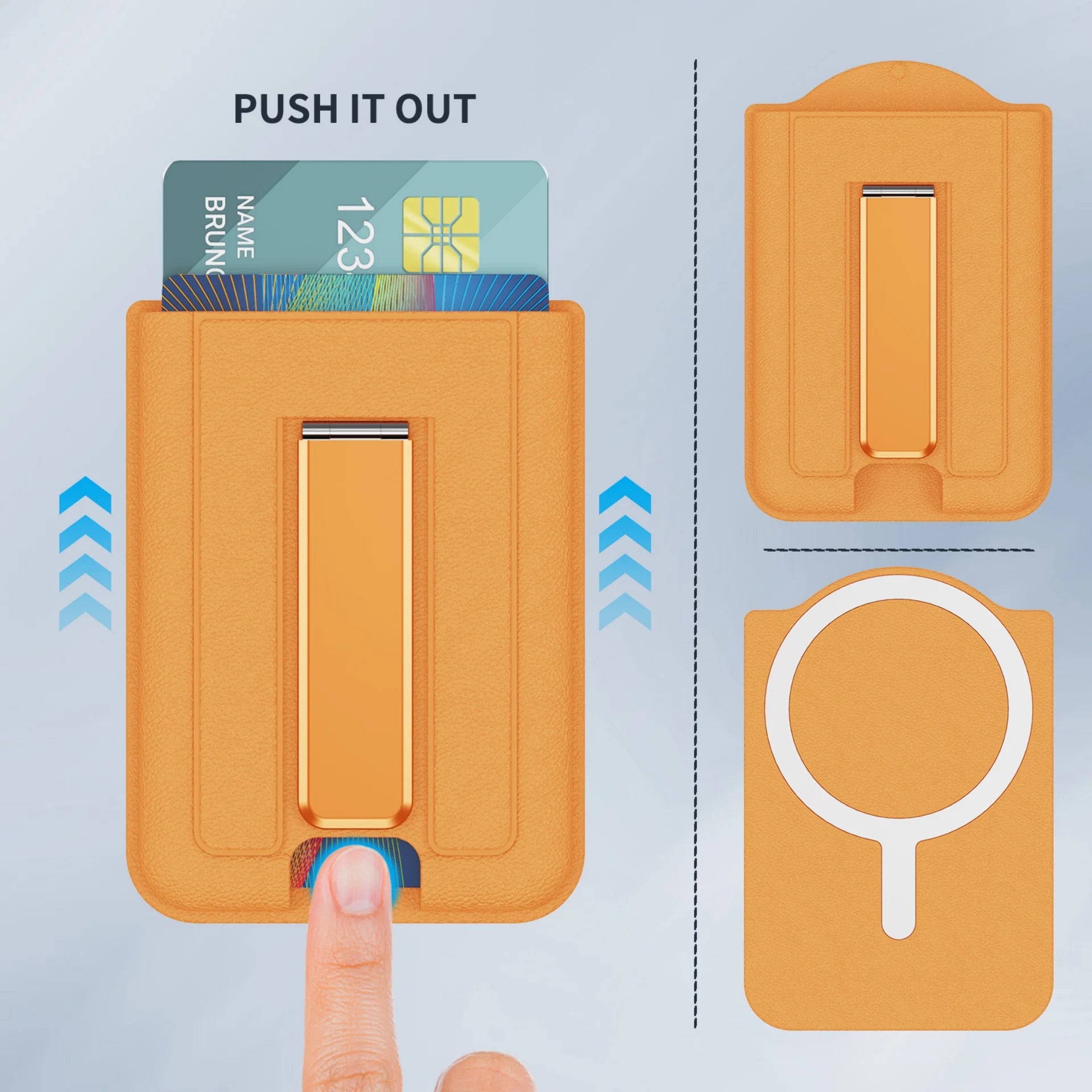 for Magsafe Magnetic Pu Leather Wallet Stand Credit Card Holder for iPhone 17 Air ProMax Anti-theft Swipe Fold Stand Card Holder